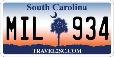 SC license plate MIL934