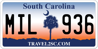 SC license plate MIL936