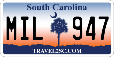 SC license plate MIL947