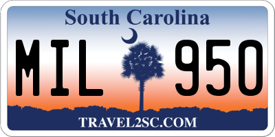 SC license plate MIL950