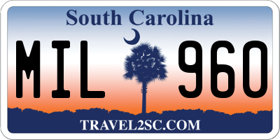 SC license plate MIL960