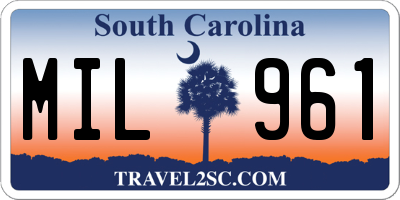 SC license plate MIL961