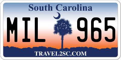 SC license plate MIL965