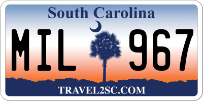 SC license plate MIL967