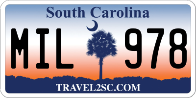 SC license plate MIL978