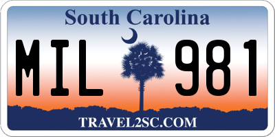 SC license plate MIL981