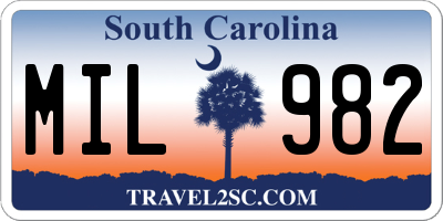 SC license plate MIL982