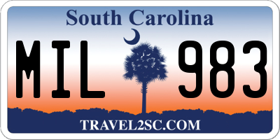 SC license plate MIL983