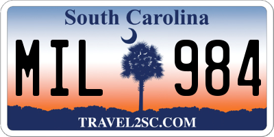 SC license plate MIL984