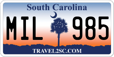 SC license plate MIL985