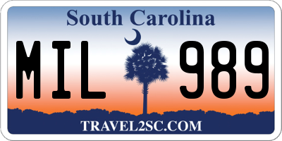SC license plate MIL989