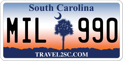SC license plate MIL990