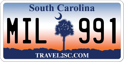 SC license plate MIL991