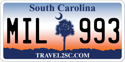 SC license plate MIL993