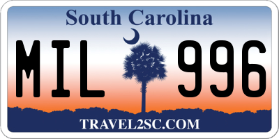 SC license plate MIL996