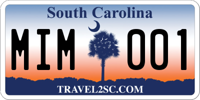 SC license plate MIM001