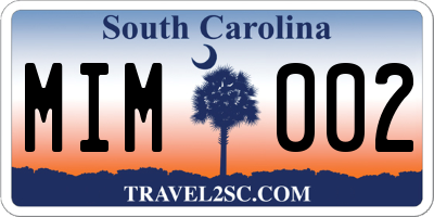 SC license plate MIM002