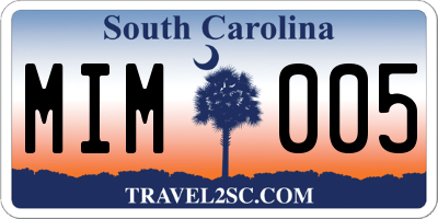 SC license plate MIM005