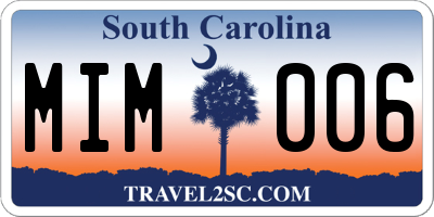 SC license plate MIM006