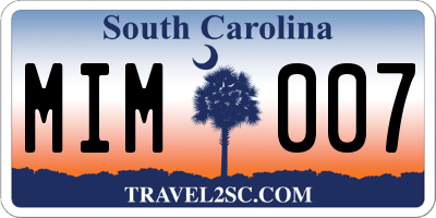 SC license plate MIM007