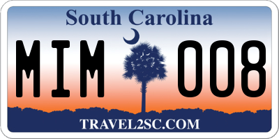 SC license plate MIM008