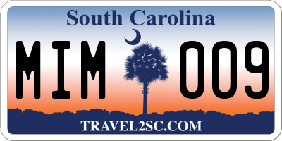 SC license plate MIM009