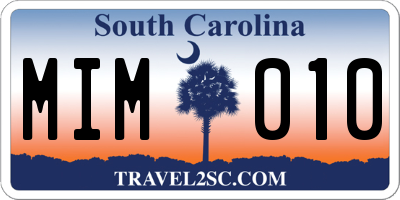 SC license plate MIM010