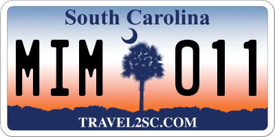 SC license plate MIM011