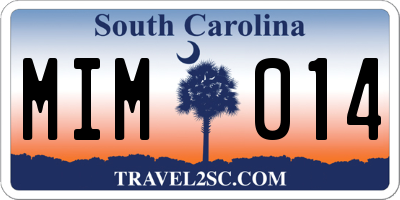 SC license plate MIM014