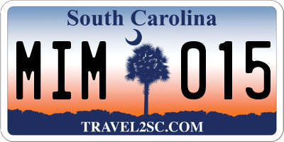 SC license plate MIM015