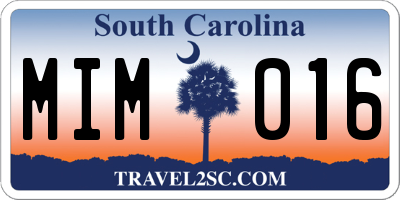 SC license plate MIM016