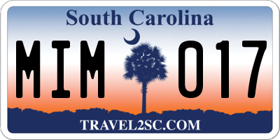 SC license plate MIM017