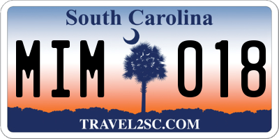 SC license plate MIM018