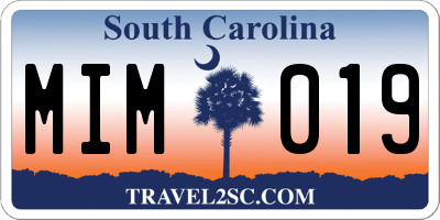 SC license plate MIM019