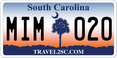SC license plate MIM020