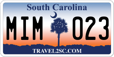 SC license plate MIM023