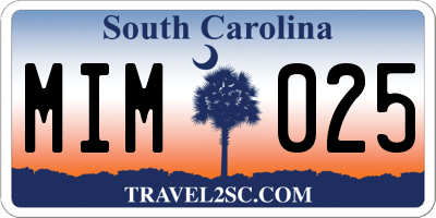 SC license plate MIM025