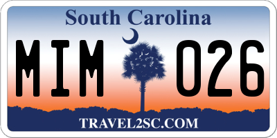 SC license plate MIM026