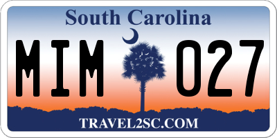 SC license plate MIM027