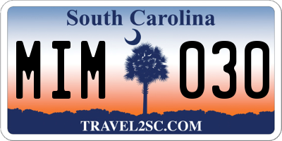 SC license plate MIM030