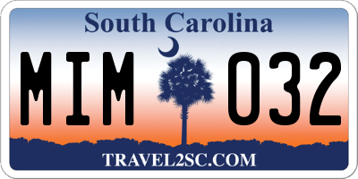 SC license plate MIM032