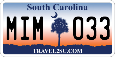 SC license plate MIM033