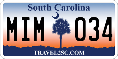 SC license plate MIM034