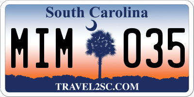 SC license plate MIM035