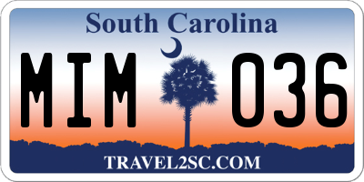 SC license plate MIM036