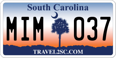 SC license plate MIM037