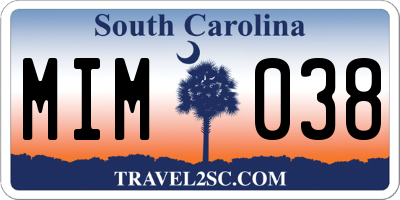 SC license plate MIM038