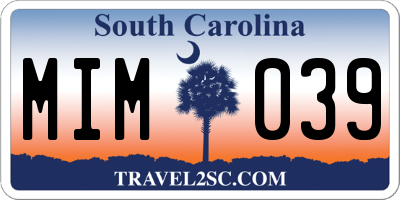 SC license plate MIM039