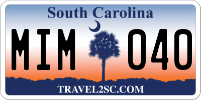 SC license plate MIM040
