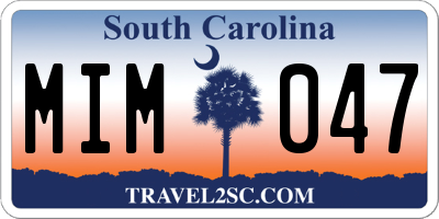 SC license plate MIM047